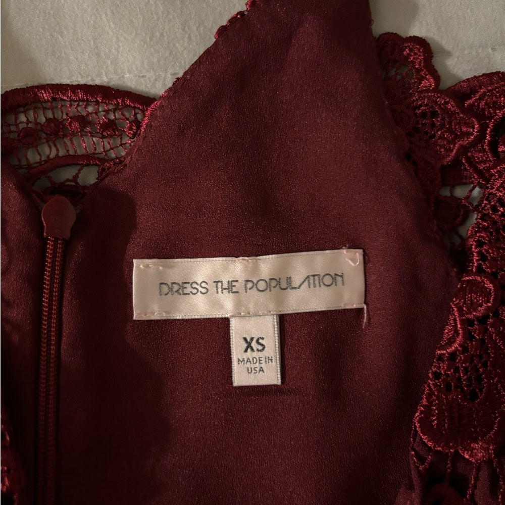 Dress the Population Burgundy Lace Dress XS